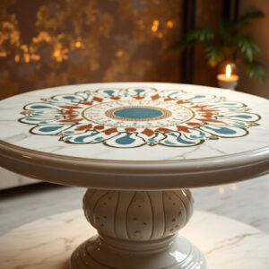 White Marble Inlay Table Top